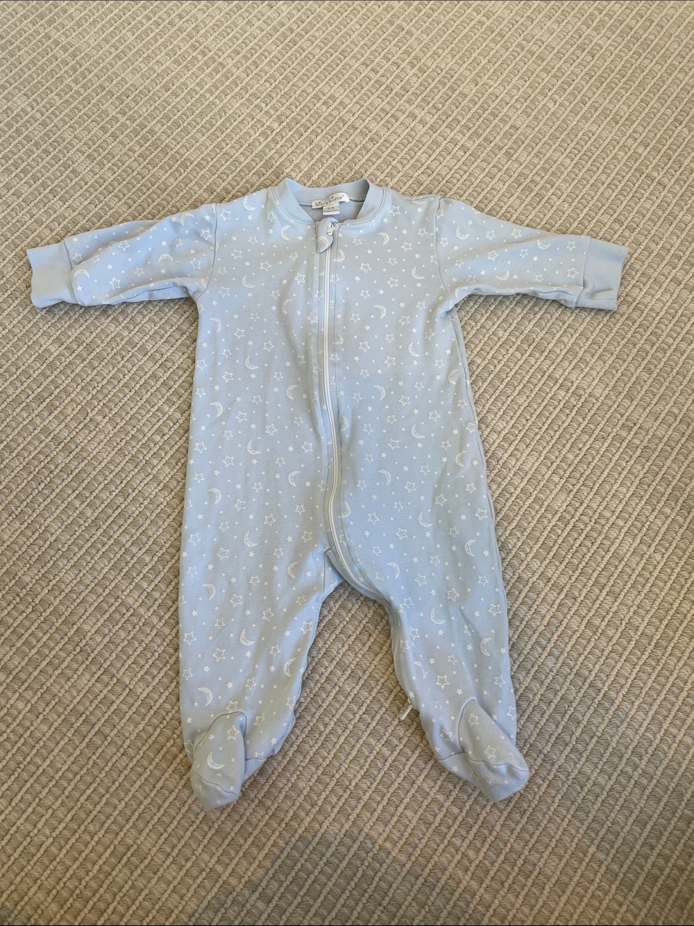 Kissy Kissy Light Blue Moon & Stars Footed One-Piece